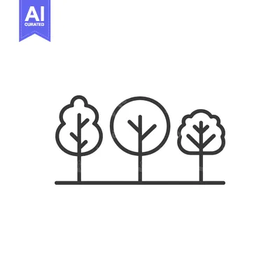 Three Simple Line Drawings of Trees