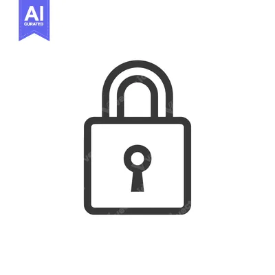 Aset desain premium: A Black and White Outline Drawing of a Padlock