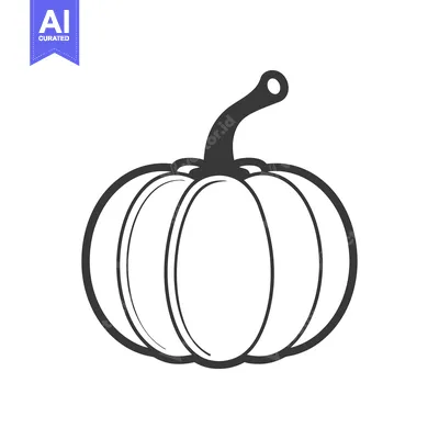 Popular premium asset: A Black and White Outline Drawing of a Pumpkin