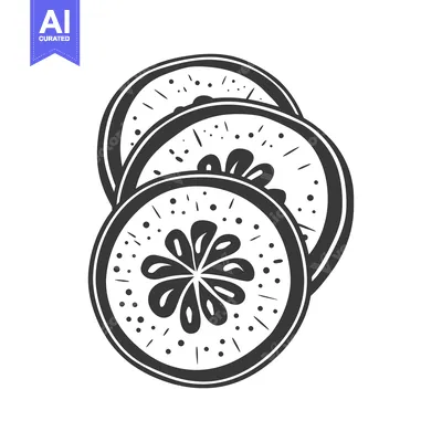 Aset premium populer: Three Slices of Kiwi Fruit in Black and White