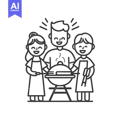 Three Smiling Friends Enjoying a Barbeque