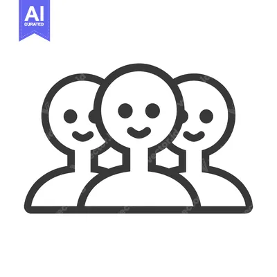 Three Smiling People Icon Outline Design