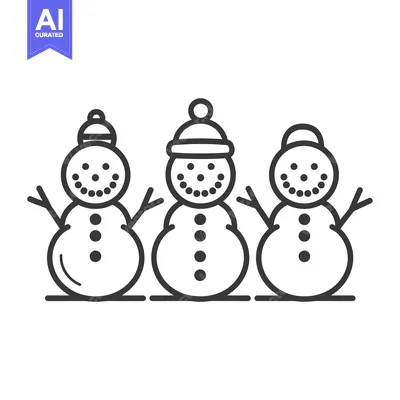 Three Smiling Snowmen Wearing Hats