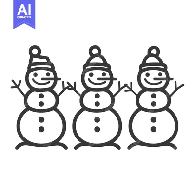 Three Smiling Snowmen With Hats And Carrots