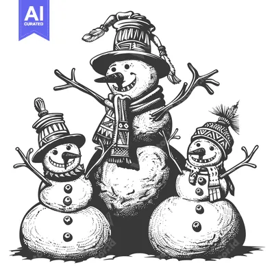 Three Smiling Snowmen with Winter Accessories