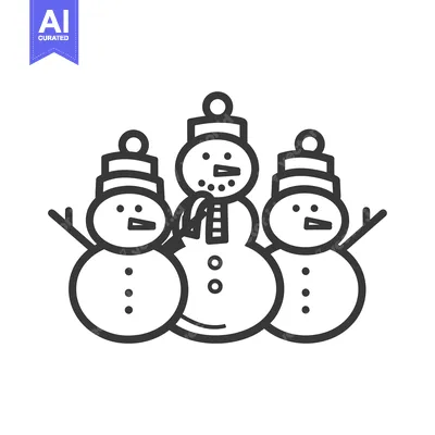 Three Snowmen with Hats and Scarves Standing Together
