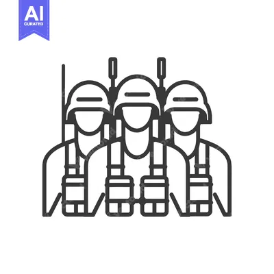 Three Soldiers in Helmets and Body Armor