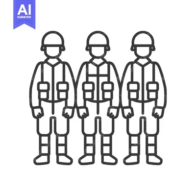Three Soldiers in Uniform Standing in a Row