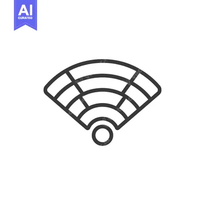 Aset desain premium: A black and white outline icon depicting a fan