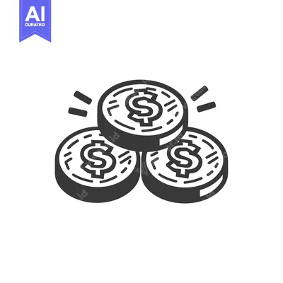 Three Stacked Dollar Coins with Lines and Sparklers