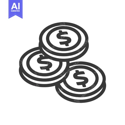 Three Stacked US Dollar Coins with Outline Design