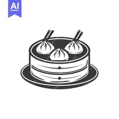 Three Steamed Buns in a Bamboo Steamer with Chopsticks