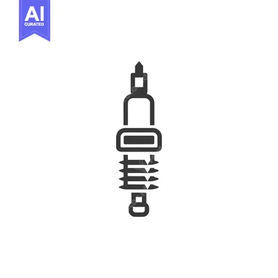 Aset desain premium: A black and white outline icon depicting a spark plug