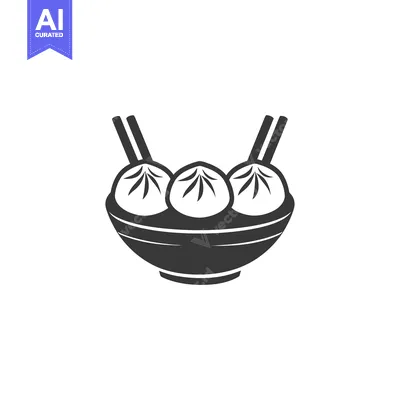 Three Steamed Dumplings in a Bowl with Chopsticks