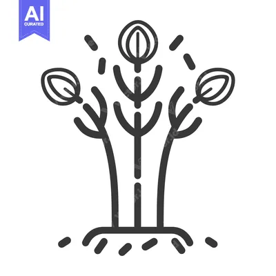 Three-Stemmed Plant with Oval Leaves and Roots