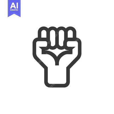 Aset premium populer: A Black and White Outline Icon of a Closed Fist