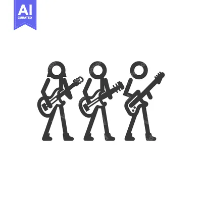 Three Stick Figures Playing Electric Guitars