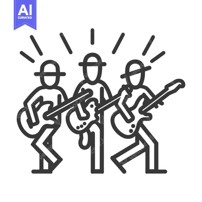 Three Stick Figures Playing Guitars With Hats