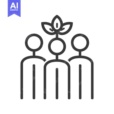 Three stick figures with a sprout growing from their heads