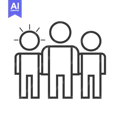 Three Stick Figures with One Having a Light Bulb Above Their Head