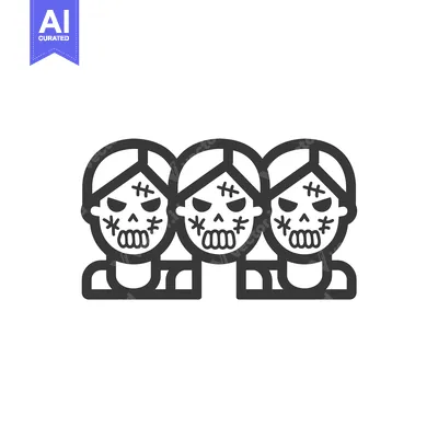 Three Stitched-Up Skull Faces in a Row