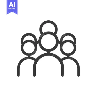 Three Stylized Outline Figures with Overlapping Heads