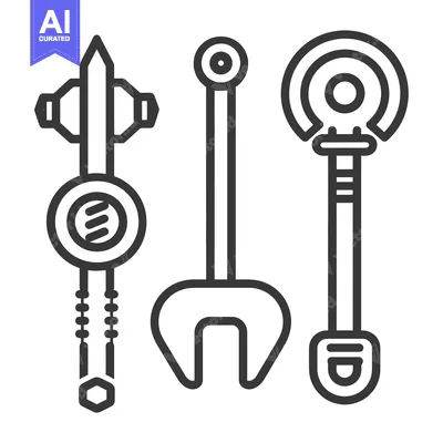 Three Stylized Tools with Circular Elements