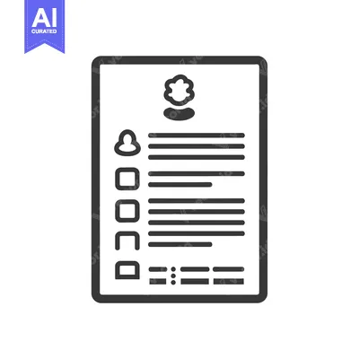 A Black and White Outline Icon of a Document with Checkboxes