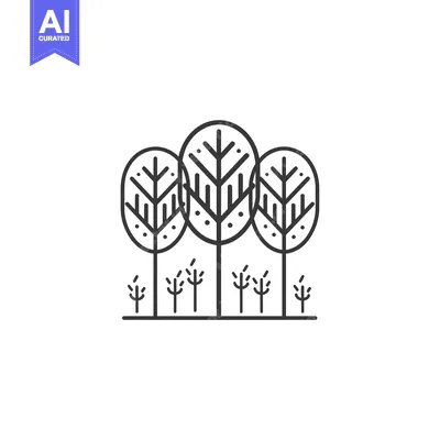 Aset premium populer: Three stylized trees with small trees in front