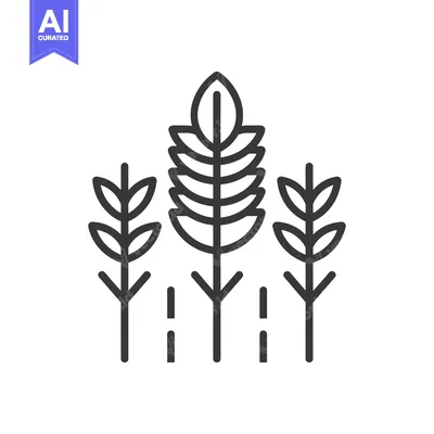 Three stylized wheat stalks, one taller than the others