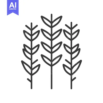 Three stylized wheat stalks with leaves