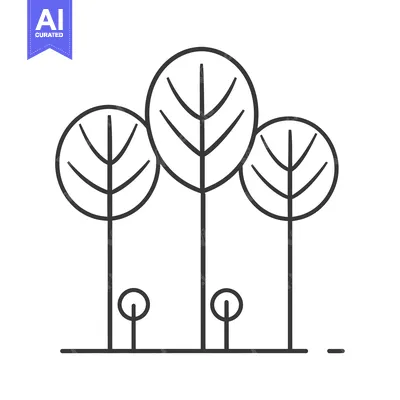 Three Tall Trees and Two Small Trees with a Thin Line Ground