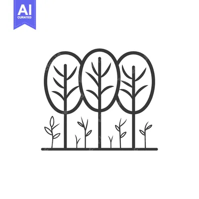 Three tall trees with four small trees in front