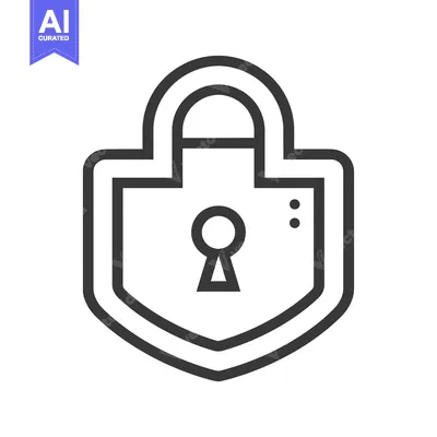 Aset premium populer: A Black and White Outline Icon of a Padlock with a Keyhole