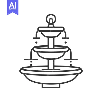 Three-tiered fountain with a round basin and water spouts