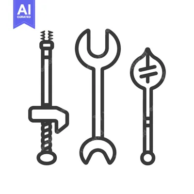 Aset premium populer: Three Tools in a Line: A Wrench, Drill Bit, and a Leaf-Shaped Object