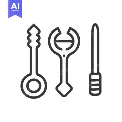 Three Unique Line Drawings of Objects with Different Shapes