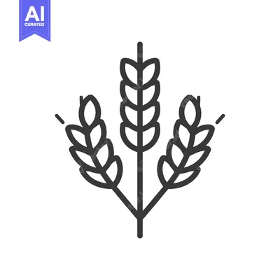 Three Wheat Stalks with Curved Grains