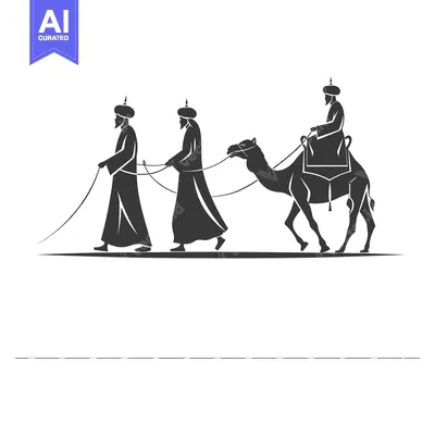 Three Wise Men Walking With a Camel