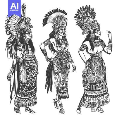 Three Women in Traditional Mayan Clothing