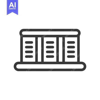 Minimalist Server Rack Icon: Data Storage and Network Infrastructure S