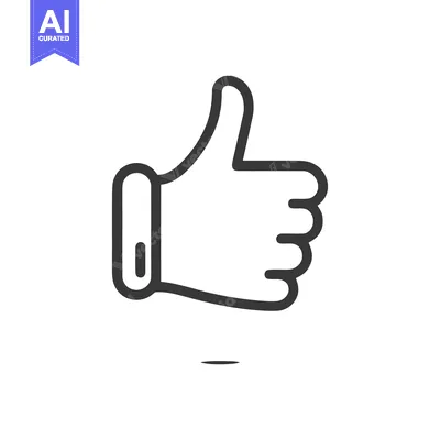 Minimalist Thumbs Up Icon: Bold Outline on White Background