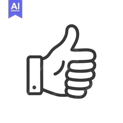 Aset desain premium: Minimalist Thumbs Up Icon: Simple Approval Symbol on White Background