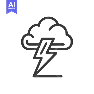 Minimalist Icon of Thunderstorm with Cloud and Lightning Bolt