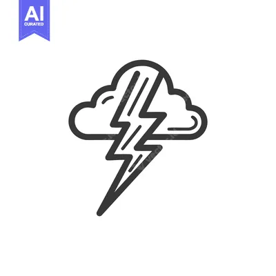 Minimalist Thunderstorm Icon: Stylized Cloud with Bold Lightning Bolt