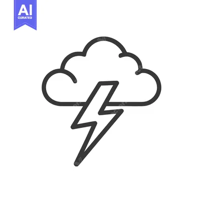 Minimalist Cloud and Lightning Bolt Icon on White Background