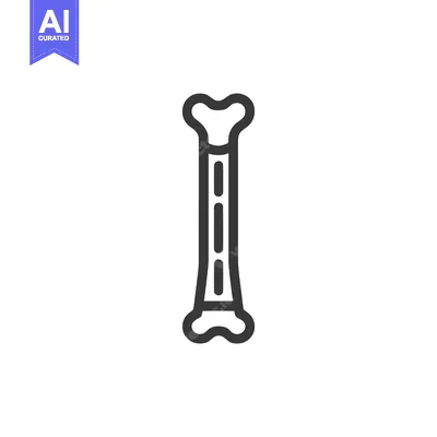 Bone Icon: Simple, Clean Line Art on White Background
