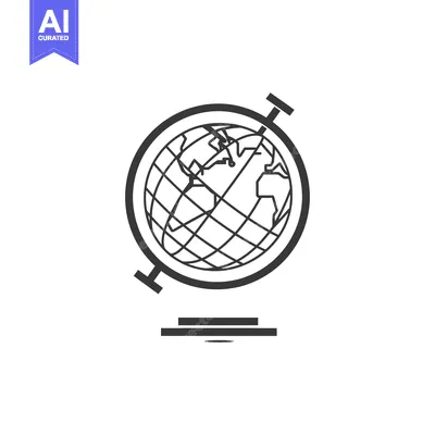 A Black and White Outline Illustration of a Globe