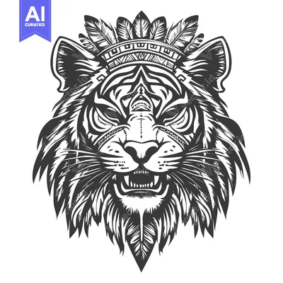 Aset premium populer: Tiger Head with Native American Headdress