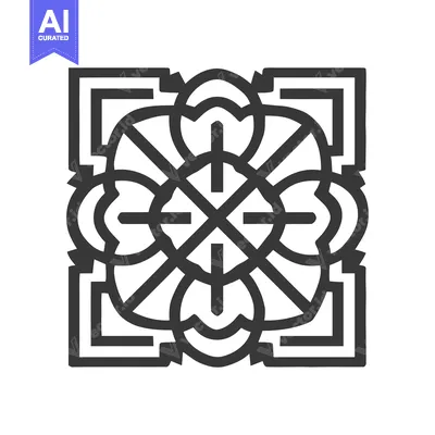 Aset desain premium: Intricate Geometric Mandala Design with Square Frame and Radial Symmet